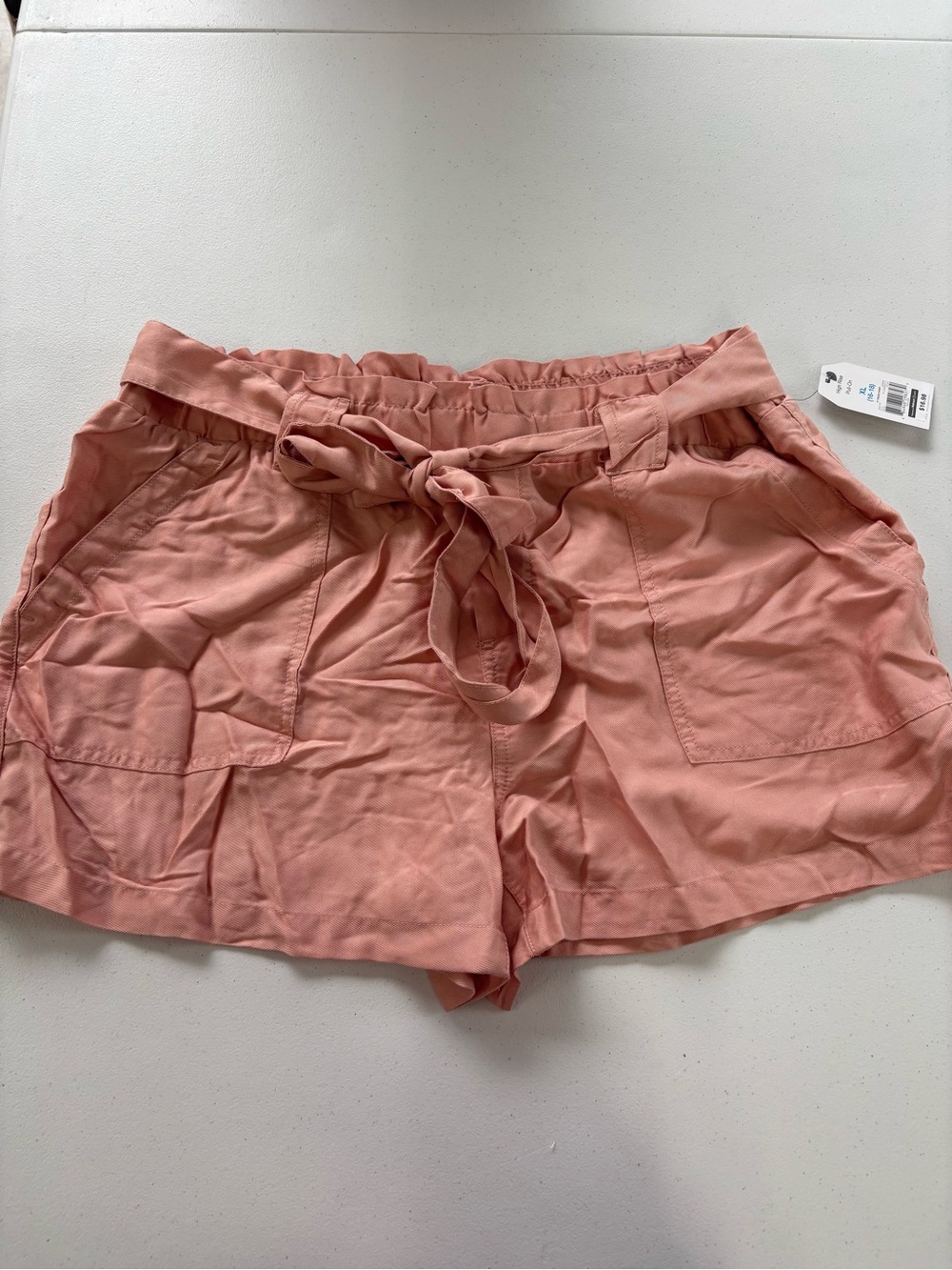 Time and Tru High-Waist Tie-Front Peach Shorts